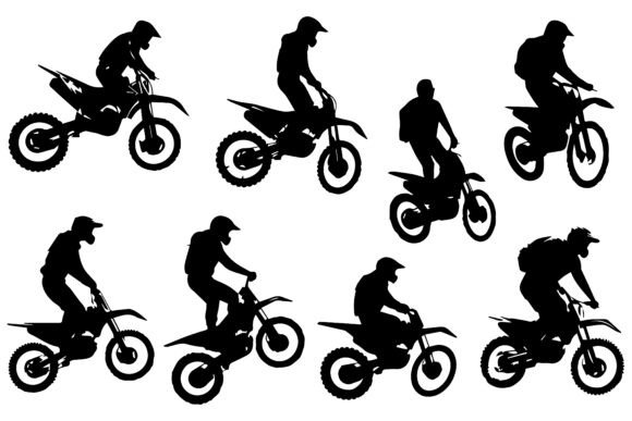 Bike Riders in Silhouette Set: Dynamic Vector Art for Your Projects