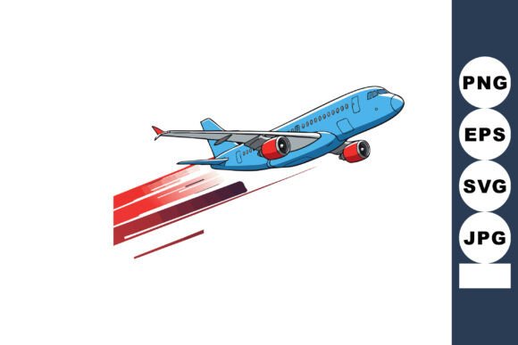 Blue Airplane Flying with Red Jet Stream: Dynamic Visuals for Modern Brands