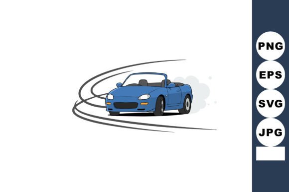 Blue Convertible Car Drifting with Smoke: Capturing Dynamic Energy