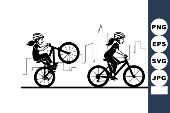 Capturing Urban Energy: A Girl Riding Bicycle and Performing Wheel