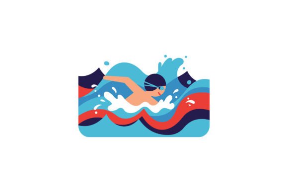 Diving into Dynamic Design with Swimmer in Vibrant Water