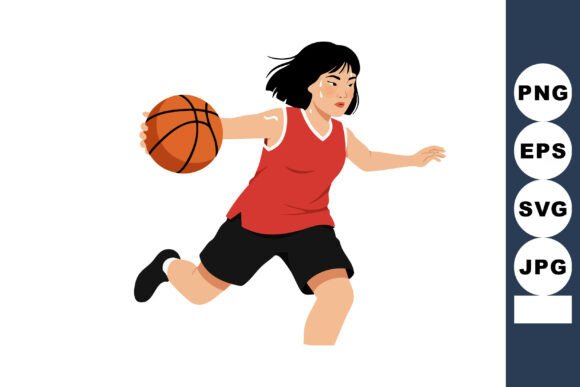 Dynamic Energy: The Female Basketball Player Dribbling Ball Graphic