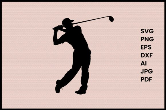 Dynamic Golfer Hi Sitting Tee Shot Silhouette for Design