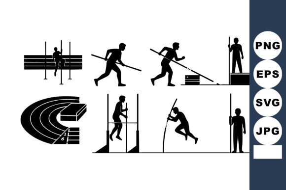 Dynamic Motion Captured: The Pole Vault Sport Silhouette Vector Show