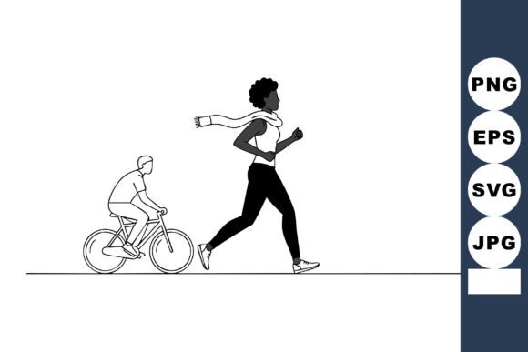 Dynamic Motion: Unlocking the Woman Running and Man Riding Bicycle Sil