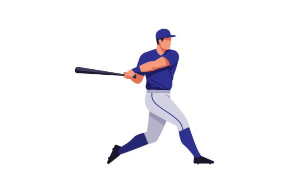 Dynamic Motion: Using Baseball Player Swinging Bat in Blue Uni