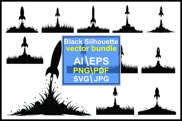 Dynamic Rocket Launch Silhouettes for Modern Design