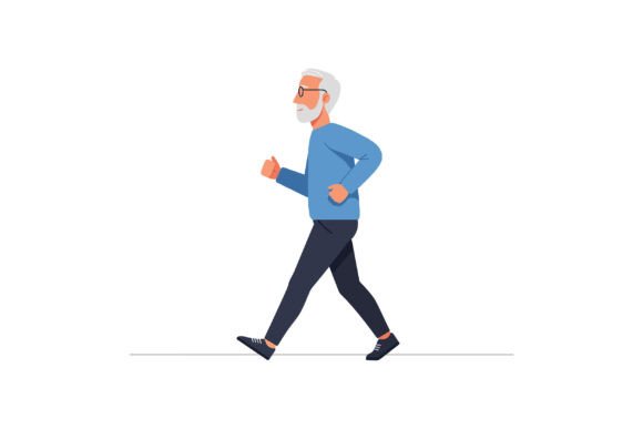 Elderly Man Walking: Capturing Motion in Minimal Style