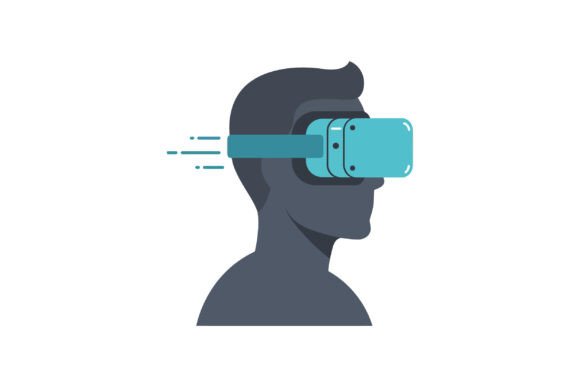 Male Silhouette Wearing Teal Virtual Rea: A Dynamic Design Asset