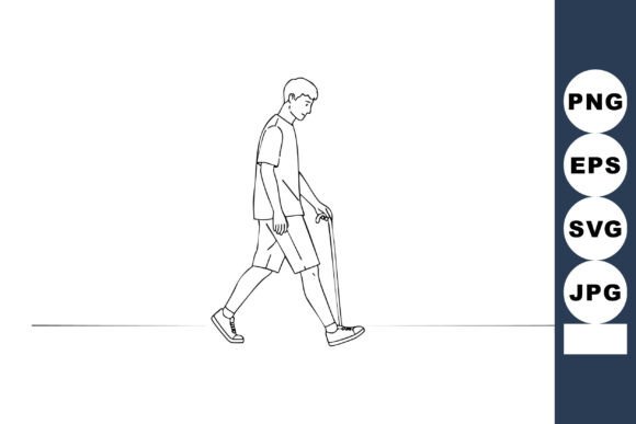 Man Walking with Cane Vector Line Art: A Designer's Asset