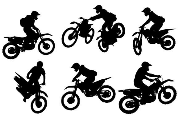 Motocross Bikes Man Silhouette Bundle: Dynamic Design Assets