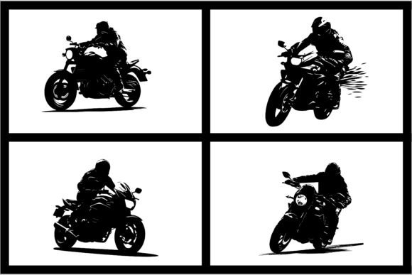Motorcycle Rider Silhouette Vector Bundl: Dynamic Design Assets