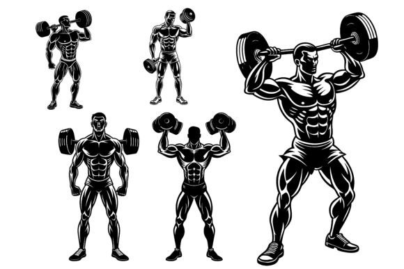 Power in Motion: The Bodybuilder Silhouettes Vector Bundle