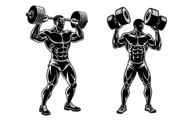Powerful Design Assets: Man Weightlifting Silhouettes