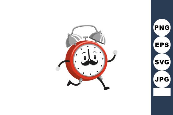 Running Red Alarm Clock Character with M: Infusing Joyful Energy into Design