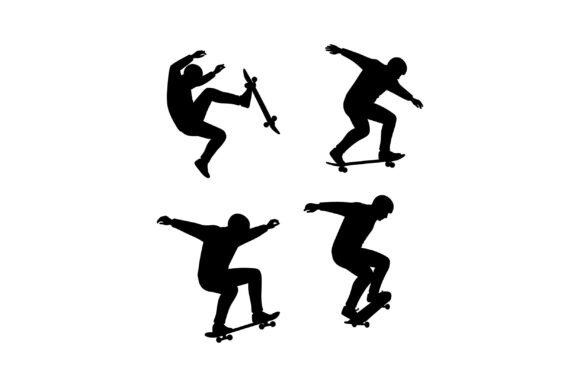 Skateboarder Silhouette Vector Performin: Dynamic Motion in Design