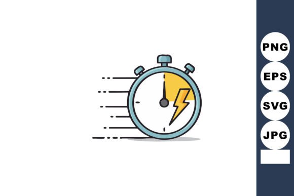 Stopwatch with Lightning Bolt Symbol Rep: A Dynamic Design Asset