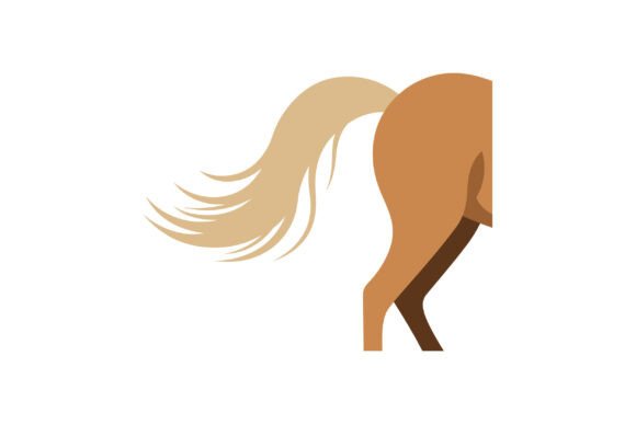 Stylized Brown Horse Silhouette with Flo: A Design Asset for Dynamic Branding