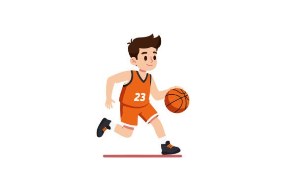 The Energetic Appeal of Boy Playing Basketball Dribbling Orange