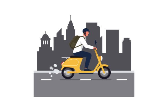 Unleash Urban Energy with the Man Riding a Yellow Scooter Font