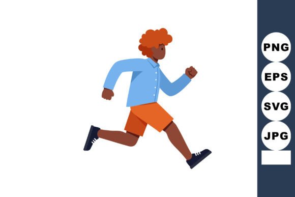 Young Boy Running Fast in Blue Shirt: Capturing Energy in Design